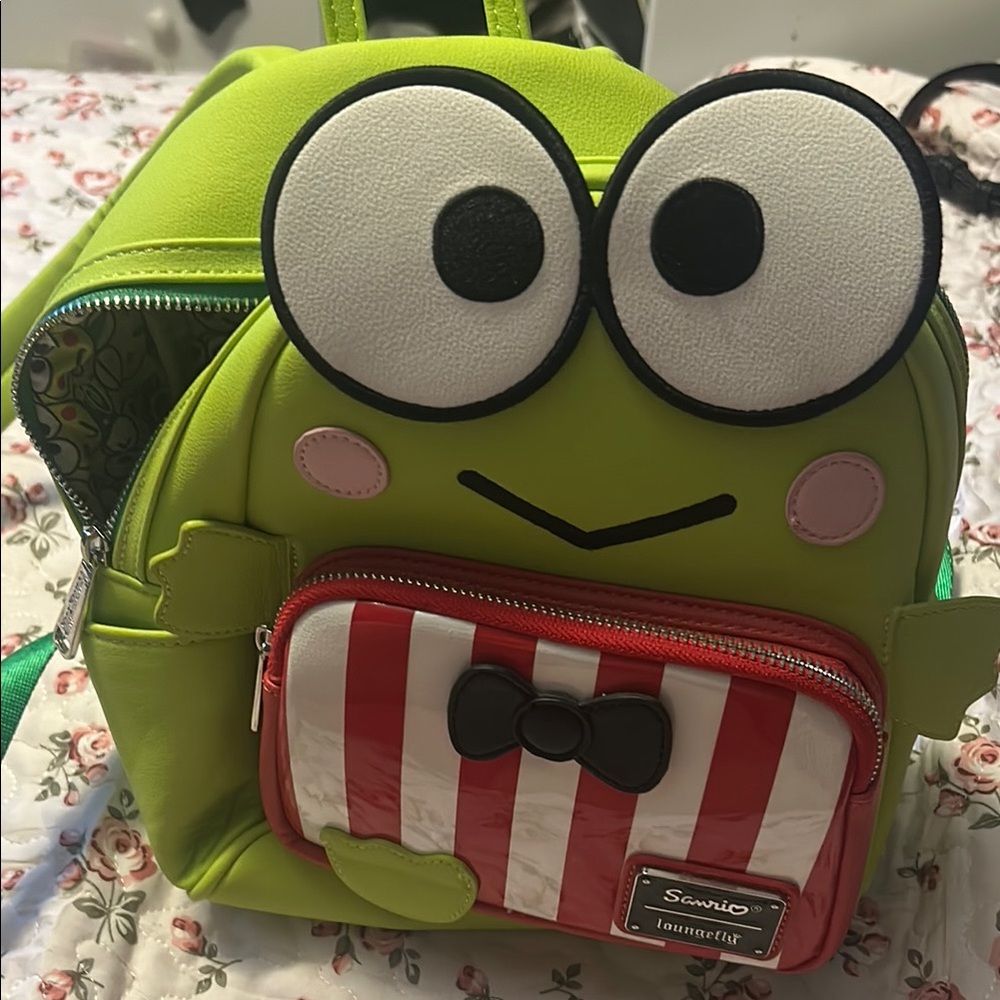 Sanrio Green and Red Character Backpack with Googly Eyes
